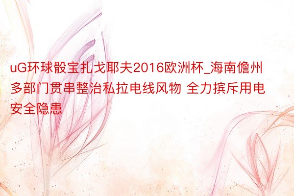 uG环球骰宝扎戈耶夫2016欧洲杯_海南儋州多部门贯串整治私拉电线风物 全力摈斥用电安全隐患